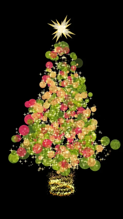 Glittering Light Christmas Tree on Black Background Seamless Loop Stock Footage 319815114