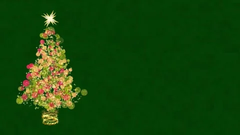 Glittering Light Christmas Tree on Deep Green Background Loop Stock Footage 319815100