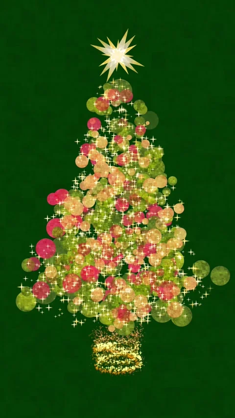 Glittering Light Christmas Tree on Deep Green Background Loop Stock Footage 319815137