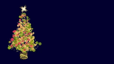 Glittering Light Christmas Tree on Night Blue Background Loop Stock Footage 319815112