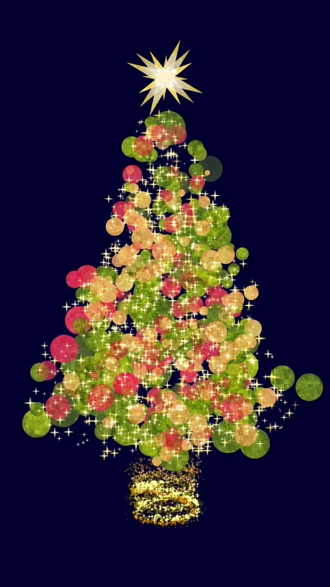 Glittering Light Christmas Tree on Night Blue Background Loop Stock Footage 319815143