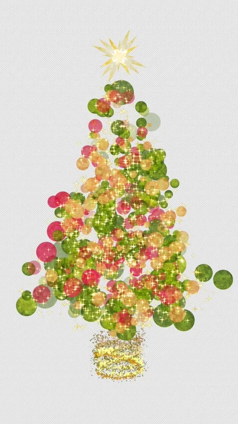 Glittering Light Christmas Tree Transparent Background Loop Stock Footage 319815428