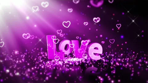 Glittering Love Text Animation on Dark Purple Background Stock Footage 320816571