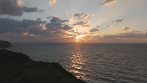 Glittering Ocean and Sunlight Reflection – Drone Footage Stock Footage 336968392