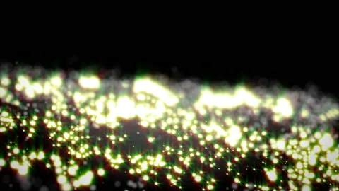 Glittering Particle Wave, 3D rendering Glow golden particles on black background Vidéo 201601547