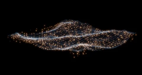 Glittering particles and data grid with wave motion. Stock Footage 129695152