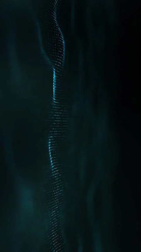 Glittering particles flowing through dark, dynamic abstract waves Stock Footage 294258796