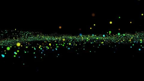 Glittering particles sparkle and drift along. Abstract background with shining Stock Illustration