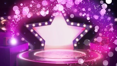 Glittering purple star stage platform with floating light particles for awards 스톡 동영상 343805106