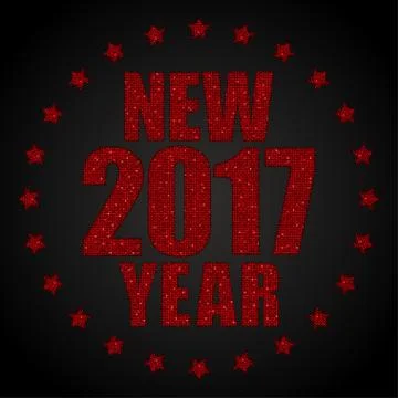 Glittering Red sequins frame. Star around. Stock Illustration