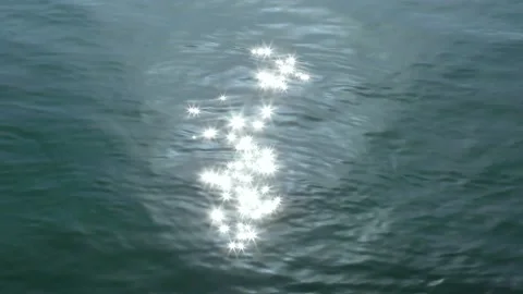 Glittering rhythmic shine on the surface of the sea Stock Footage 144270796