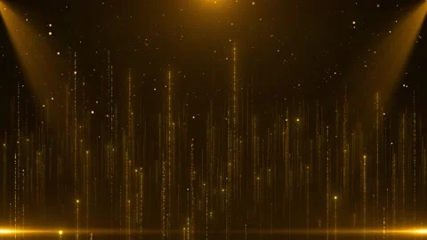 Glittering shiny gold particles rising falling golden stars. This luxury shiny Stock Footage 312583393