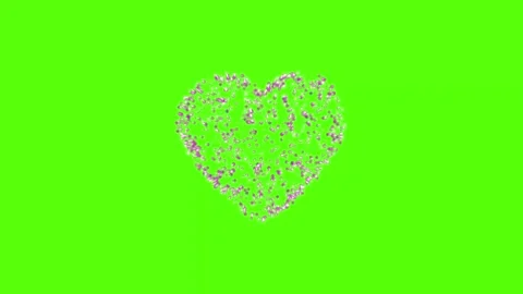 Glittering Silver Heart Shape on Green Screen Chroma Key Background Stock Footage 330919894