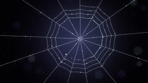 Glittering spider web spins thread by thread until a spider arrives Stock Footage 347718806