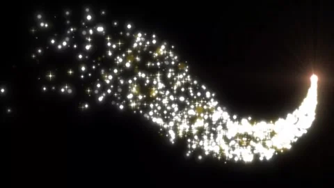 Glittering Star Line with Glowing Sparkles and Fairy Dust Particles on Black Stock Footage 345606090