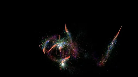 Glittering stars with sparkling trail glow dust chaotic Stock Footage 103981653