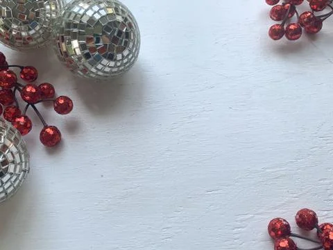 Glittery Berry Christmas Decor on White Background Stock Photos