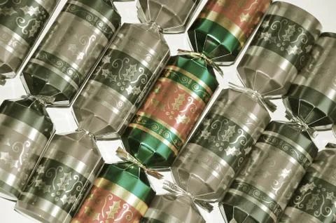 Glittery christmas crackers Stock Photos