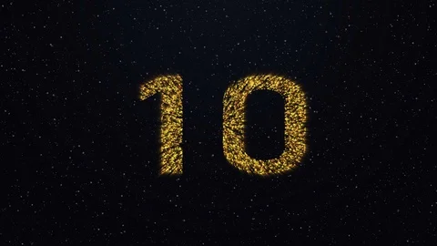 Glittery Countdown Timer with fireworks, 10 second. Stock Footage 117766182
