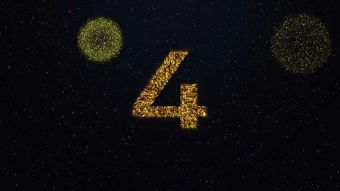 Glittery Countdown Timer with fireworks, 10 second. Stock Footage 117766616