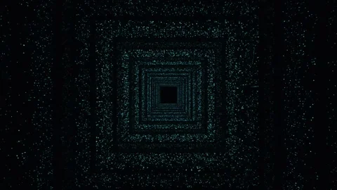 Glittery particles squares shape moving tunnel motion Video stock 259037372