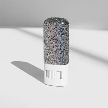 Glittery plastic Lip balm with translucent cap mockup Illustrazione stock