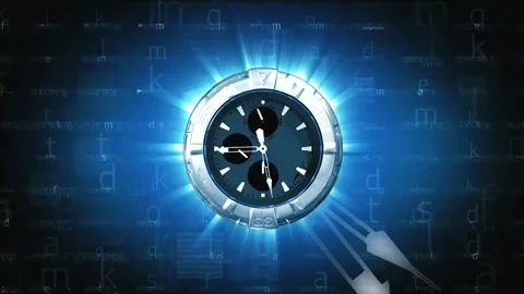 Glittery white clock fast moving blue screen Stock Footage 254569089