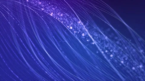 Glittery white lines and particles waving in blue background Stock Footage 255886554