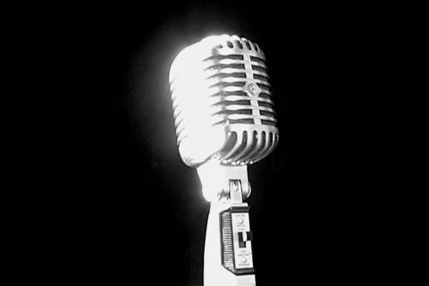 The Glitz of a Vintage Microphone Rotating Stock Footage 377763