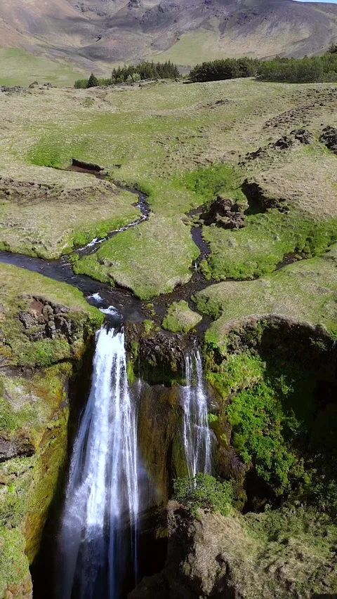 Gljufrabui iceland drone. Vertical shooting Stock Footage 281560866