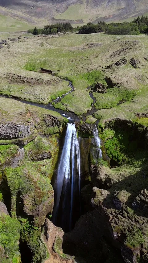 Gljufrabui iceland drone. Vertical shooting Stock Footage 281560938