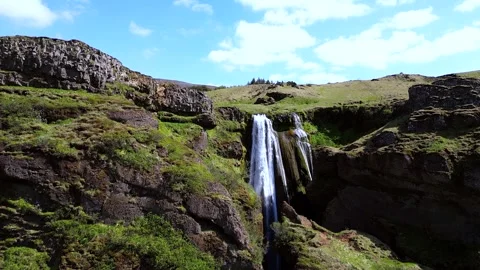 Gljufrabui iceland shooting with drone Stock Footage 281561054
