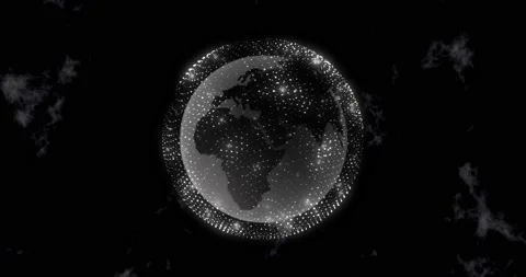 Glob Abstract Particles Rotating on Black Background. Stock Footage 145908452