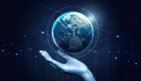 Global 5G network wireless systems and internet technology concept. smart c.. Illustrazione stock