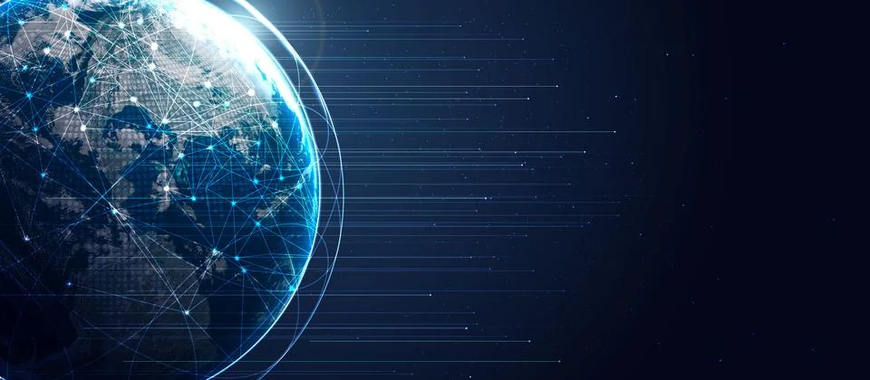 Global 5G network wireless systems and internet technology concept. smart c.. Illustrazione stock
