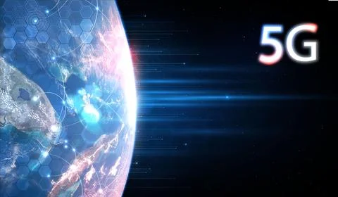 Global 5G network wireless systems and internet technology concept. smart c.. Stock Illustration