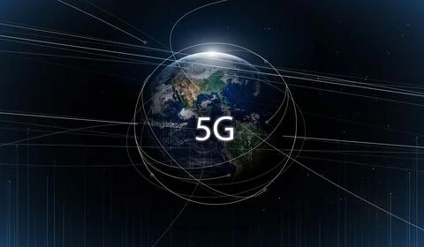 Global 5G network wireless systems and internet technology concept. smart c.. Stock Illustration