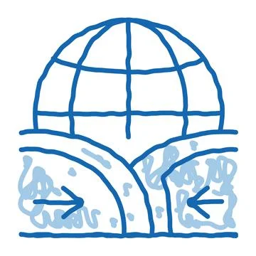 Global action ground movement doodle icon hand drawn illustration Stock Illustration