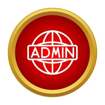 Global admin access management flat button icon Illustrazione stock