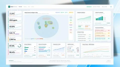 Global AI Climate Intelligence Dashboard Vector Environmental 스톡 일러스트