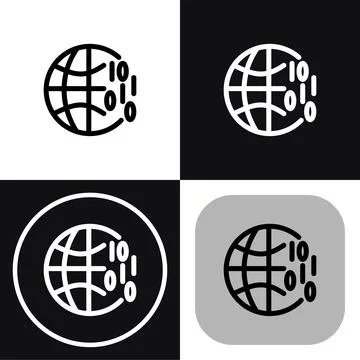 Global AI Network: Artificial Intelligence Icon Set Stock Illustration
