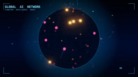 Global ai network planet connections Stock Footage 339996161