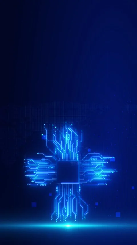Global AI Processor Chip with World Map Technology Background Stock Footage 341376300