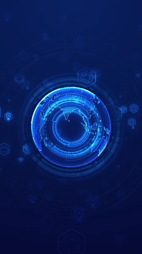 Global AI Technology Network With Cloud and Automation Interface Stock Footage 341359030