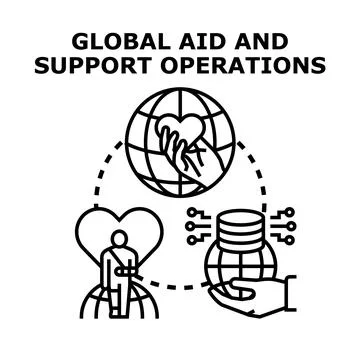 Global aid and support operations vector illustration Ilustración de archivo