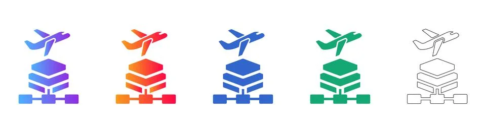 Global Air Freight Network Server Icons 스톡 일러스트