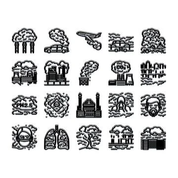 Global air pollution causing environmental and health problems Stock Illustration
