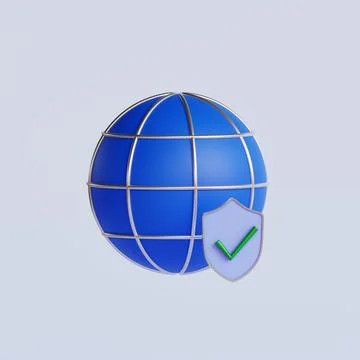 Global and internet security concept. 3d render illustration Stock Illustration