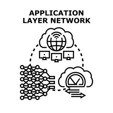 Global application layer network connecting data processing Stock Illustration