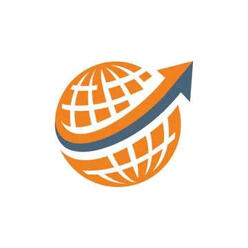 Global Arrow Logo Design for Logistics and Export Business Brand. Stock Illustration